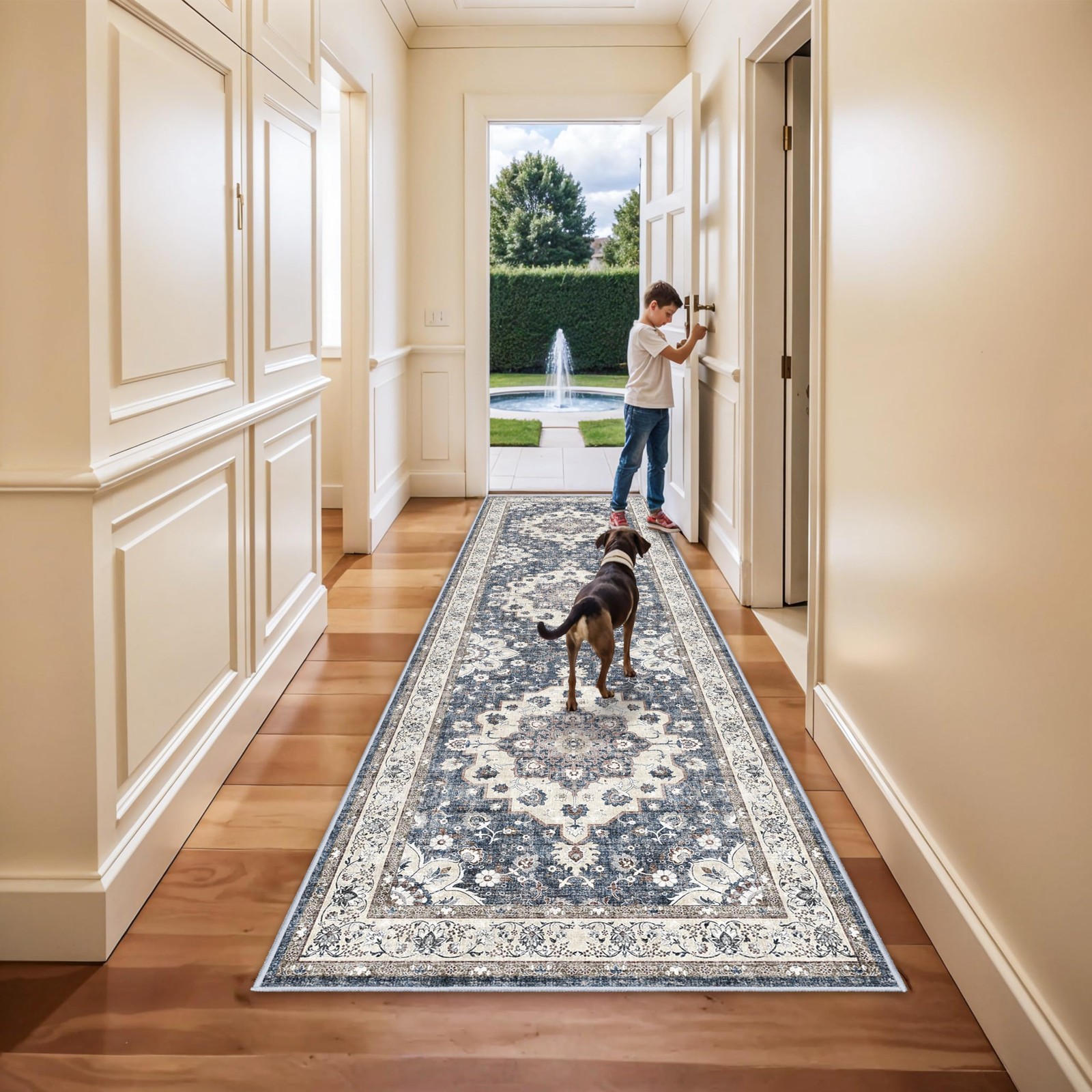 3×10 Washable Hallway Runner Rugs: Vintage Stain Resistant Rug for Kitchen Fl…