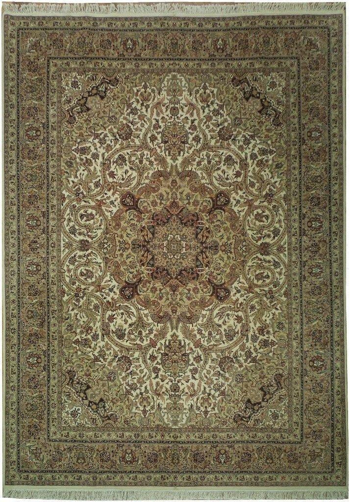 8′ x 12′ Ivory High End Wool & Silk Sino Tabreez Rug 17448