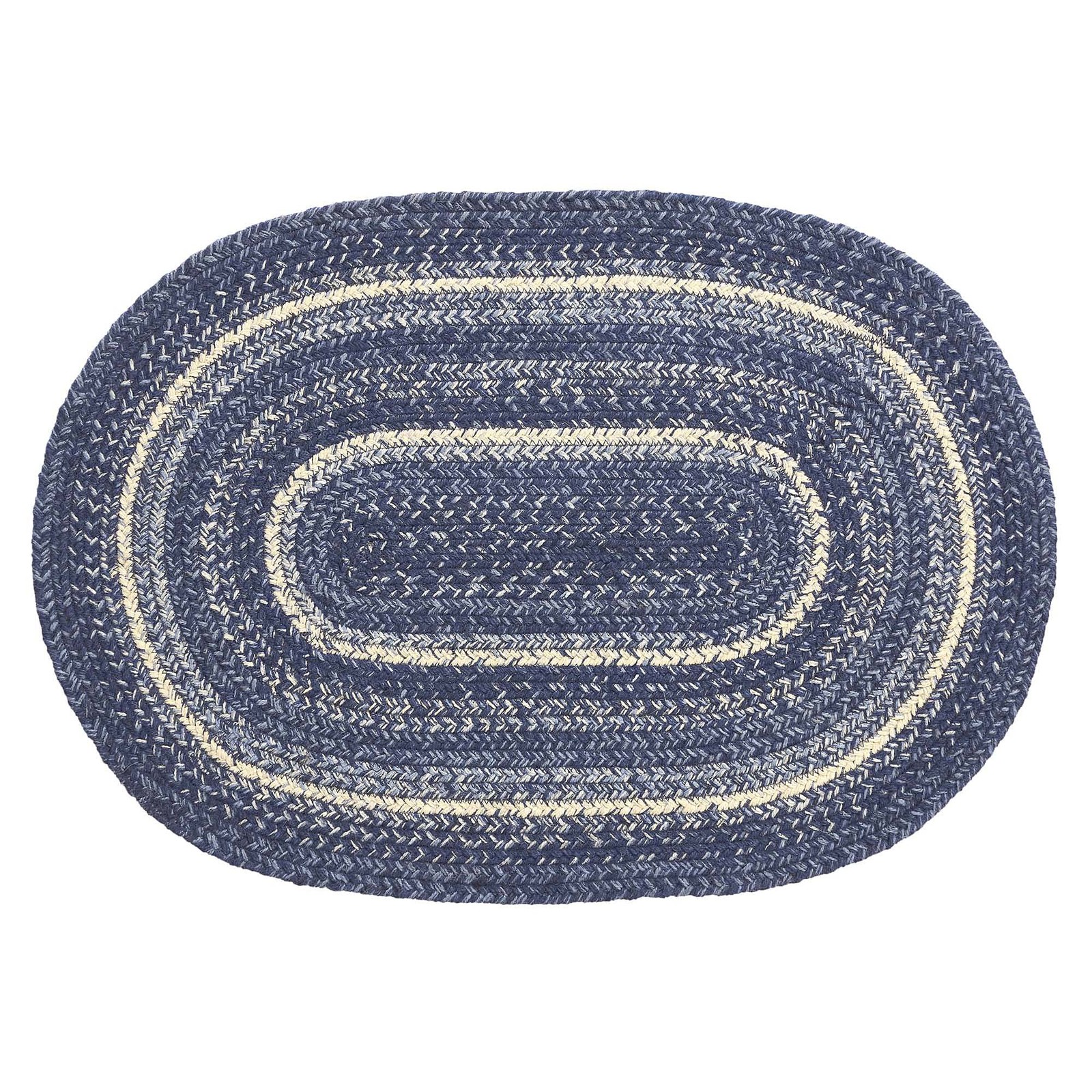 VHC Brands Great Falls Blue Rug with PVC Pad, Jute Blend, Oval, Blue White, 2…