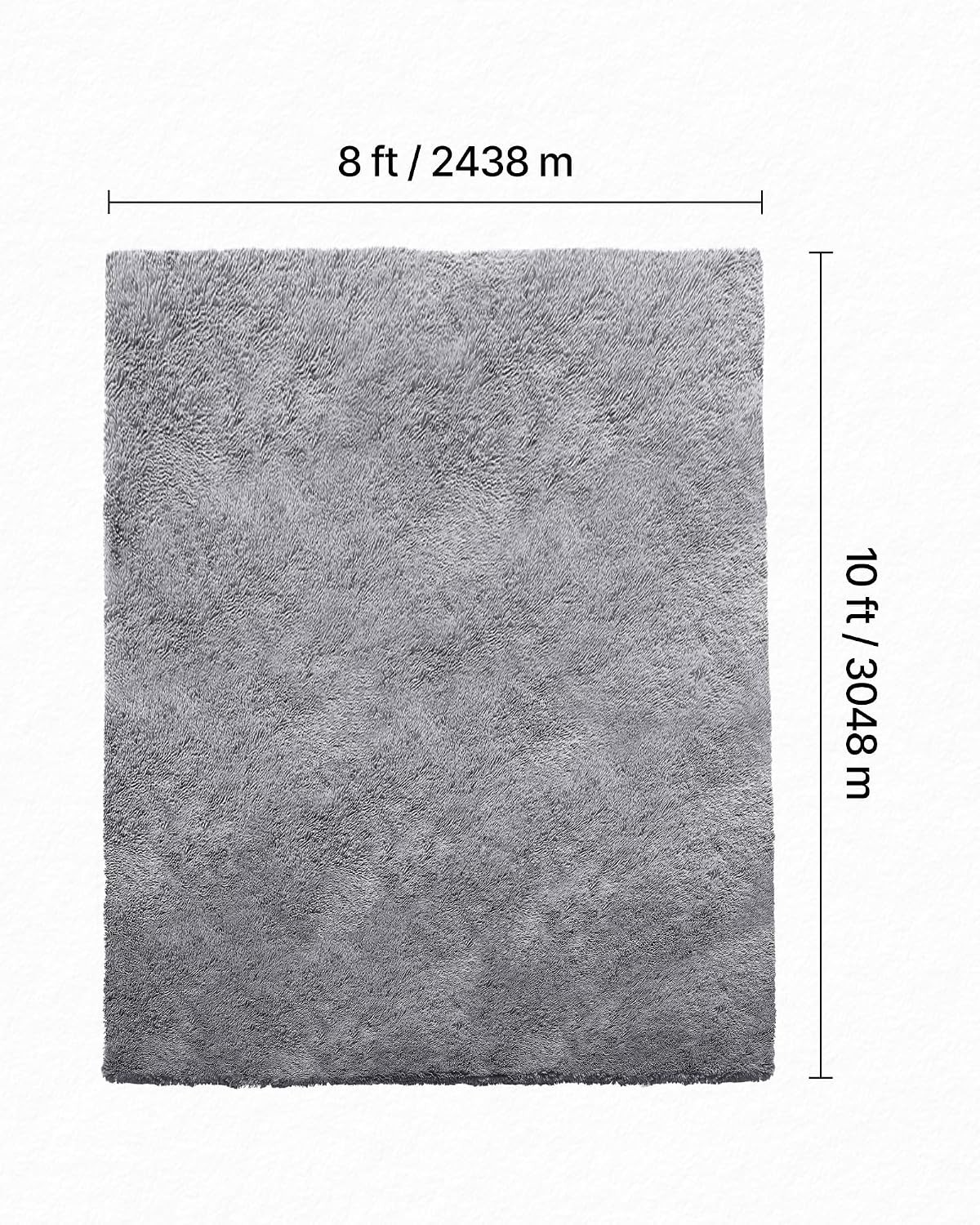 VEVOR Shag Carpet 8×10 ft Plush Grey