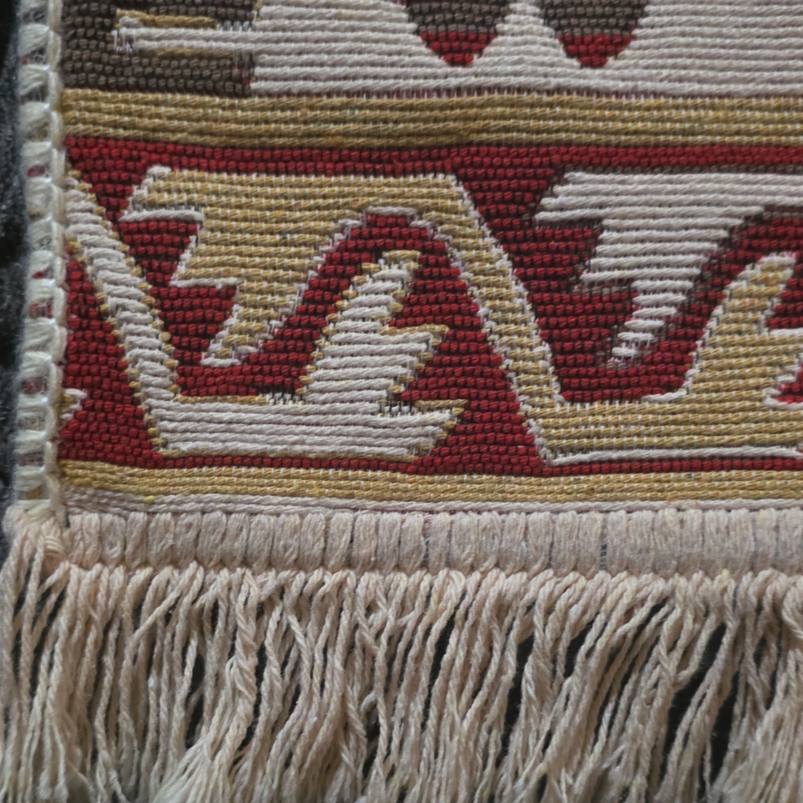 (2) Turkish EBAT 60x90cm Cotton Kilim Flat Weave Area Rug, Beige/Red Geometric