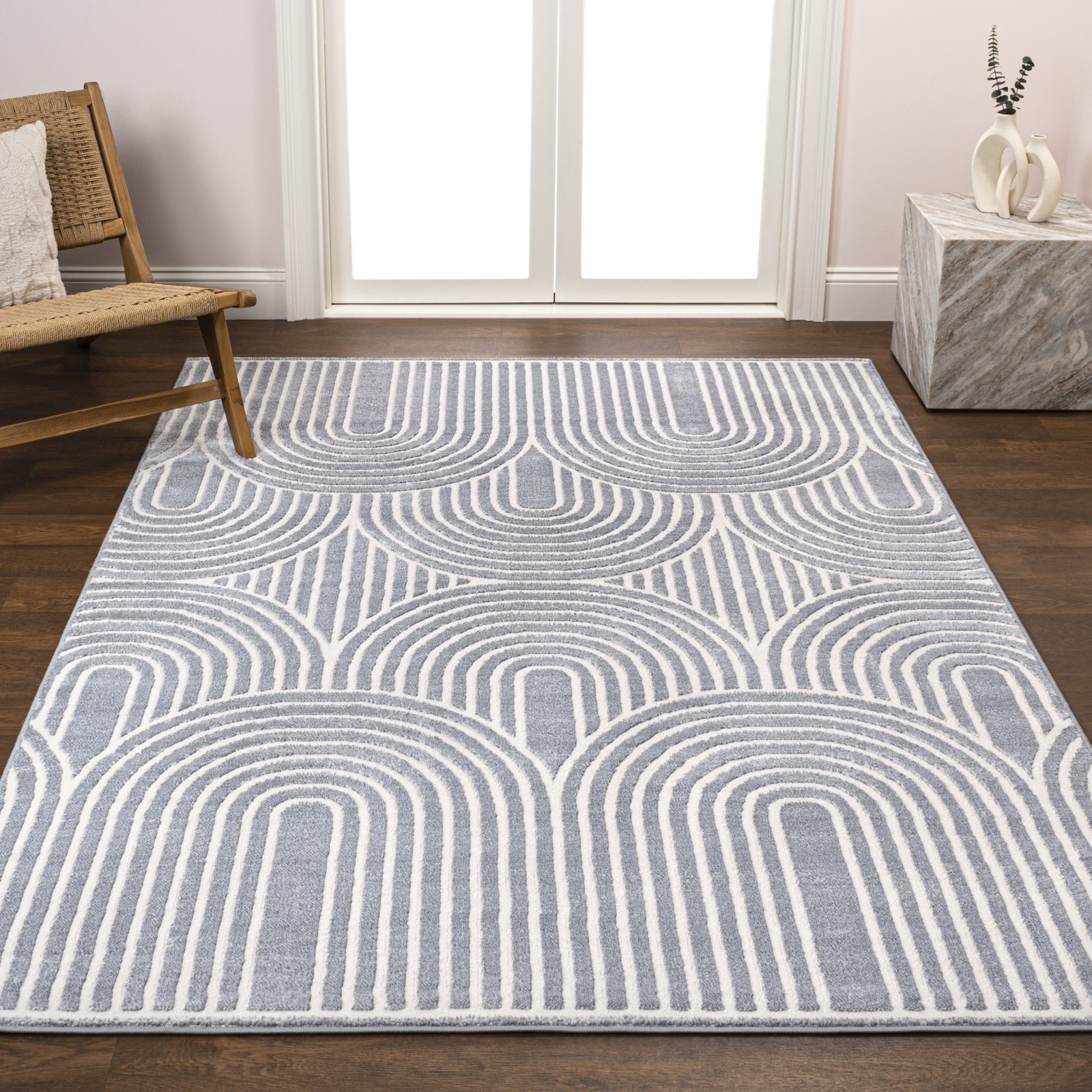 JONATHAN Y Lighting SND100-4 Sandstone 4′ x 6′ Polyester Abstract – Blue