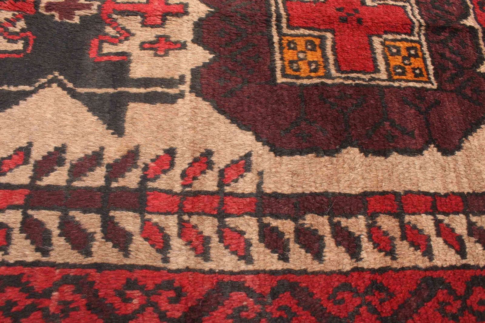 Vintage Geometric Area Rug 3’5″ x 6’7″ Traditional Hand-Knotted Wool Carpet