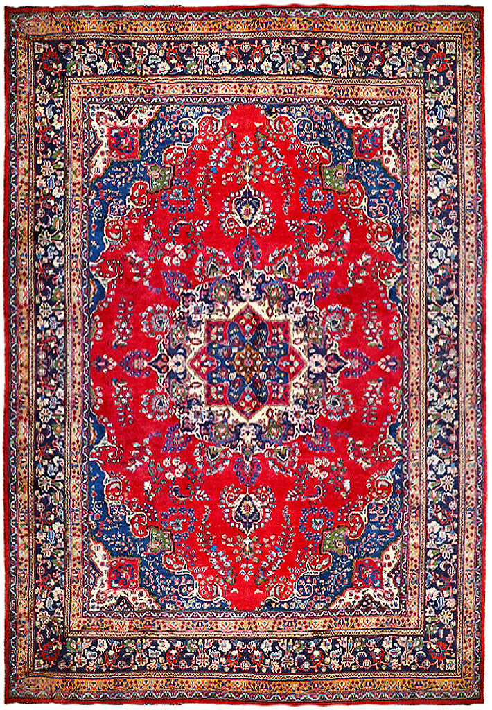 10×13 Red Semi Antique Perrsian Mashaad Rug 74840