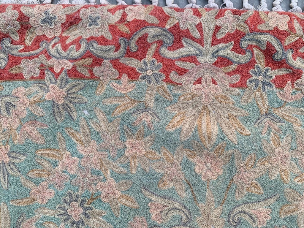 Vintage French Style Aubusson Rug Needlepoint Chain stitch Rug 2×4 ft Free Ship