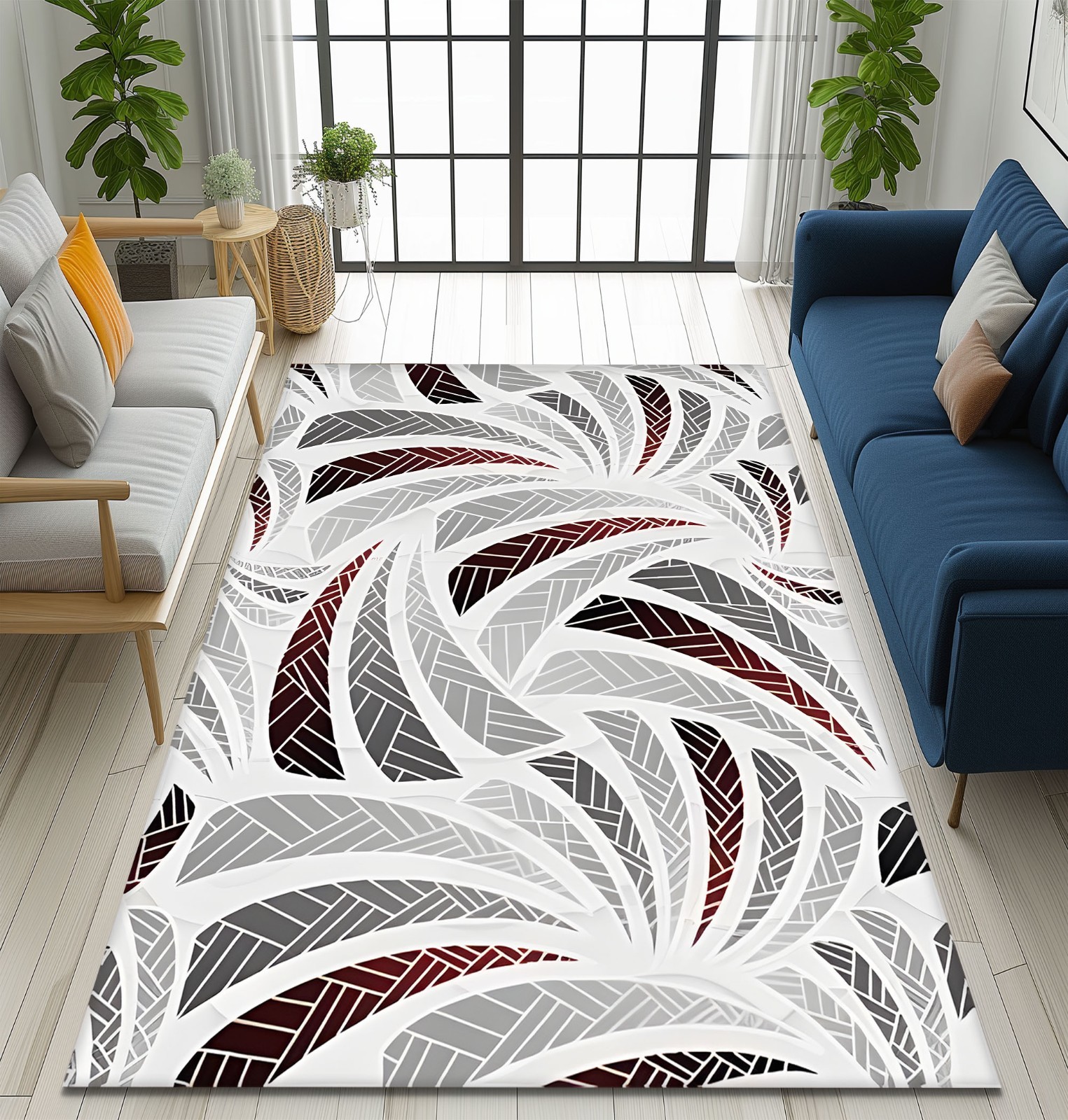 Modern Geometric Area Rug For Living Room, Abstract Patterned Rug, geometrıc rug