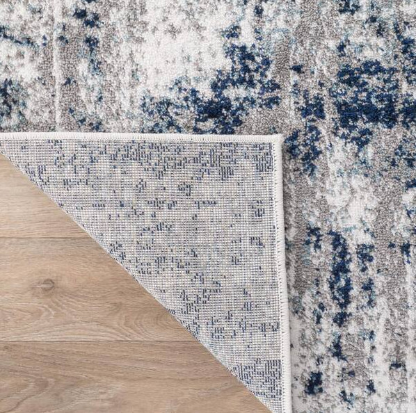 World Rug Gallery Distressed Modern Abstract Design Blue 2 ft. x 10 ft. Area Rug