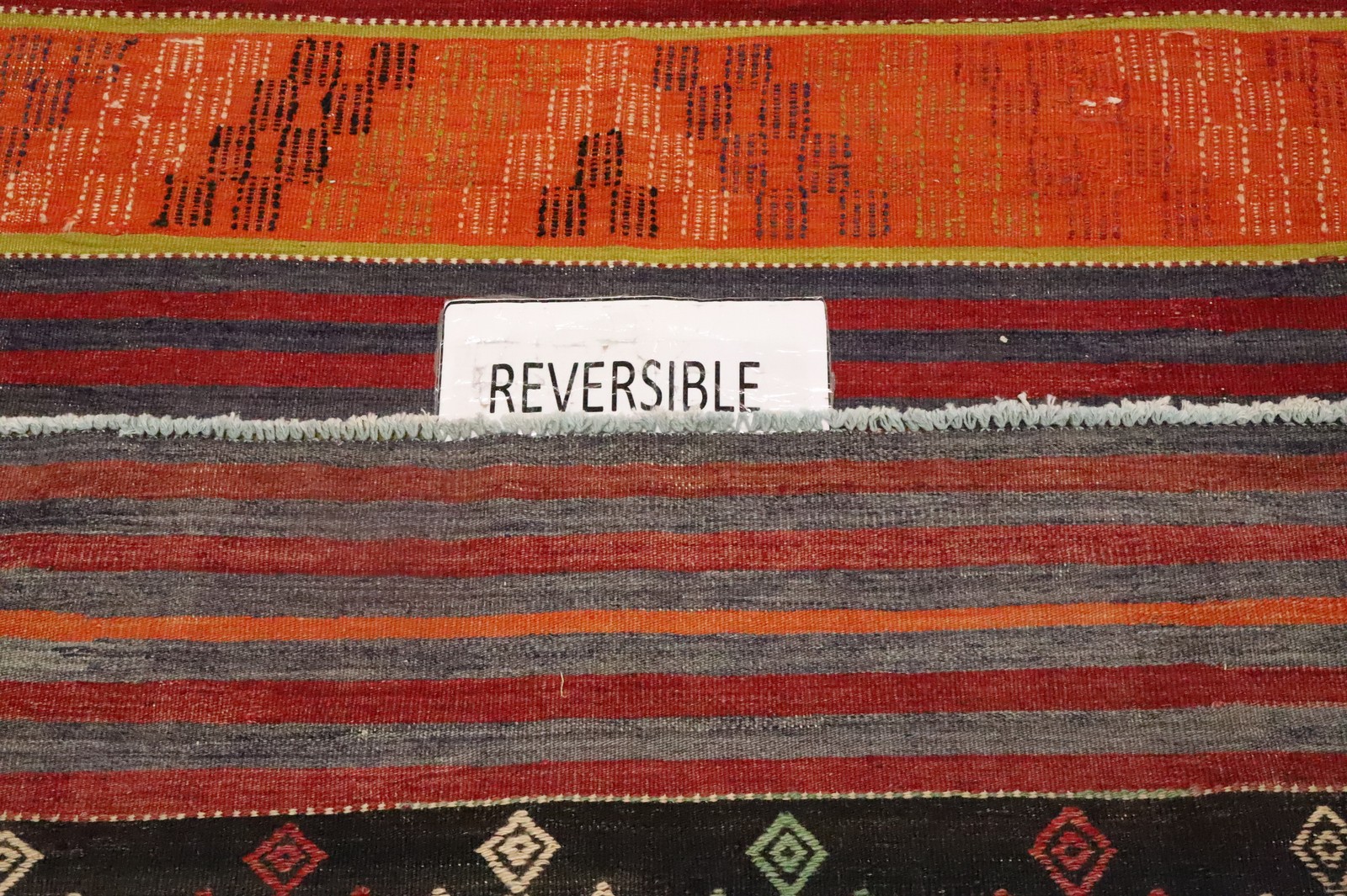 Reversible Flat-Weave Kilim Rug 5×7 Featuring Folk Design Elements Oriental Rug