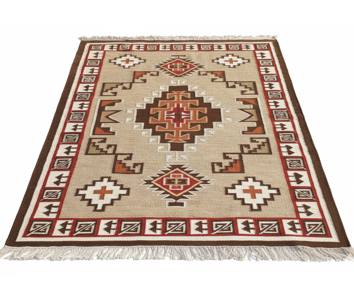 5×8 Ft Handwoven Kilim Wool Navajo Rug Southwestern Native Rug Mexican Rug