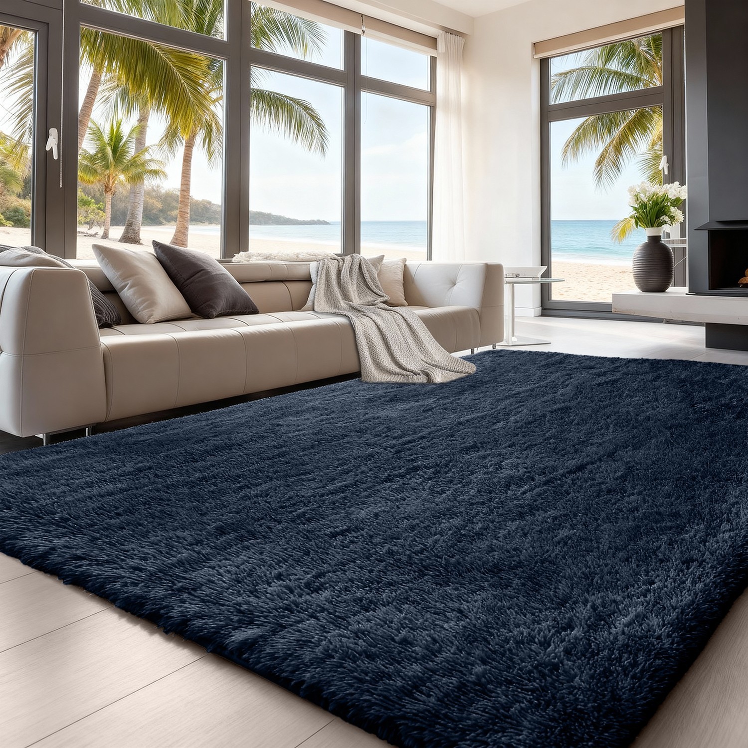 Anti Slip Shaggy Fluffy Area Rugs Soft Faux Fur Rugs Mat for Bedroom Living Room
