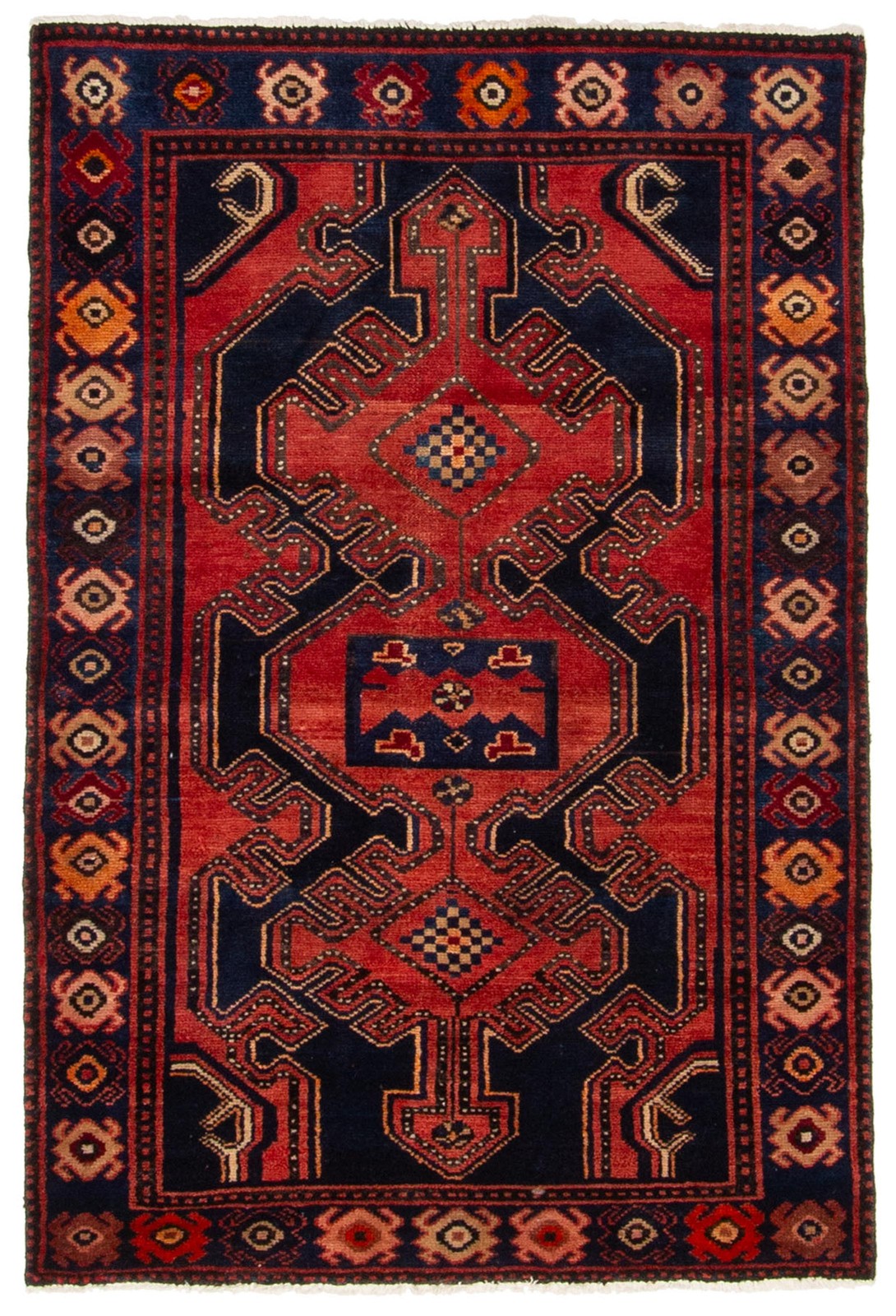 Vintage 3’5″ x 5’0″ Traditional Hand Knotted Vegetable Dye Wool Area Rug
