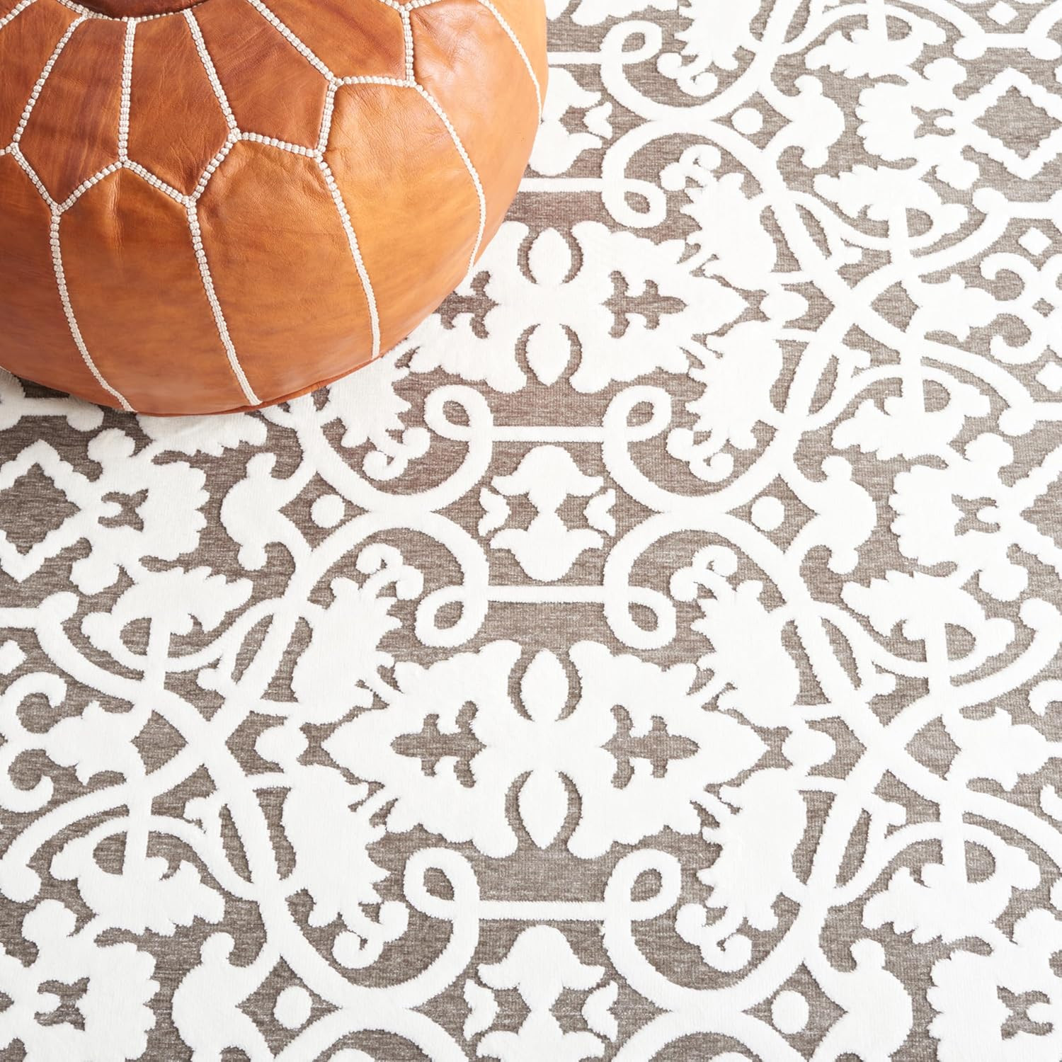 Paradise Collection 5′ X 7’5″ Area Rug – Ivory & Dark Grey Modern Design