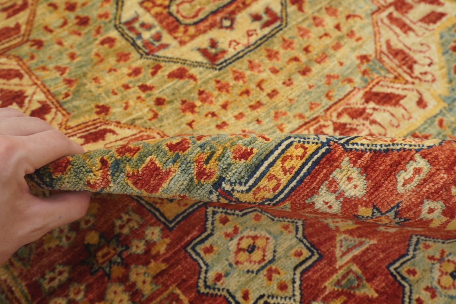4×5 ft Red Mamluk Afghan Hand Knotted Wool Medallion Area Rug