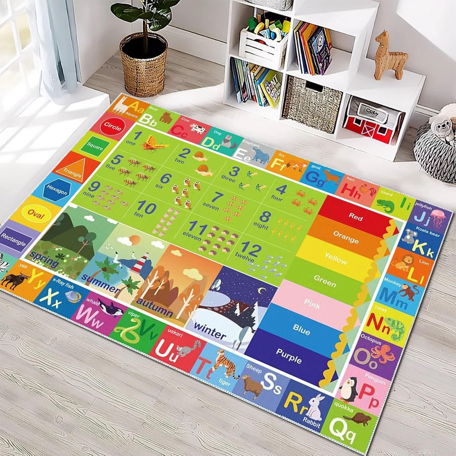 ABC Rug 2.6x4ft for Kids Playroom, Toddler Alphabet Carpet – Washable