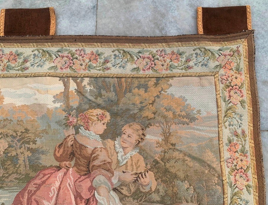 Vintage French Romantic River Side View Pictorial Tapestry Home Decor 2x5ft
