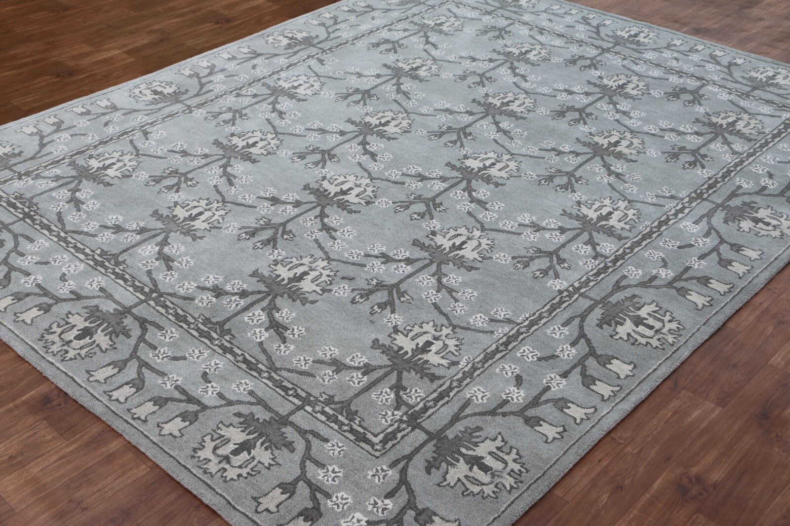 Kethin Gray Border Handmade woolen tufted rugs Without Tariff & duty