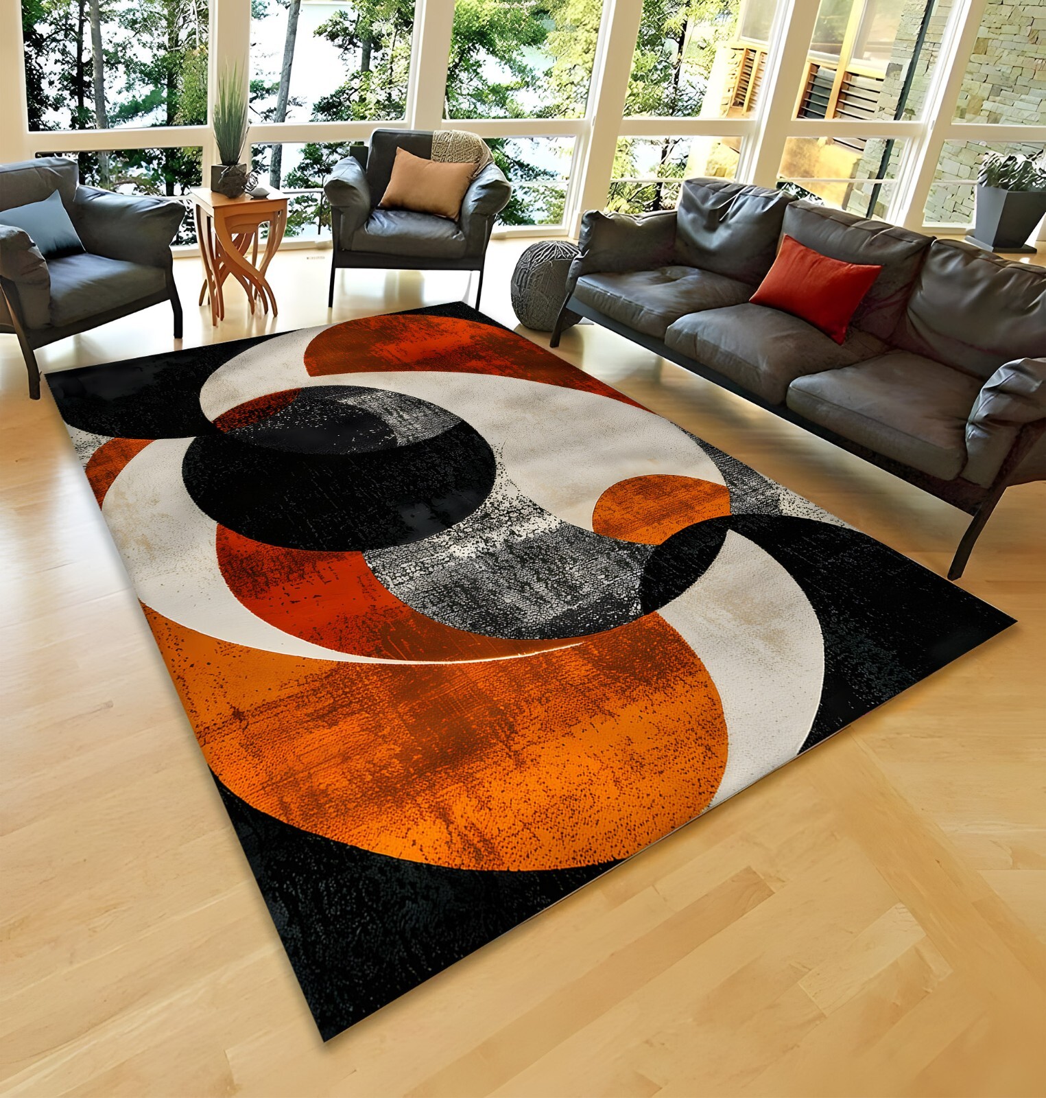 Abstract Minimalist, Modern Rug, Subtle Colorful Area, Rugs for Bedroom, Living