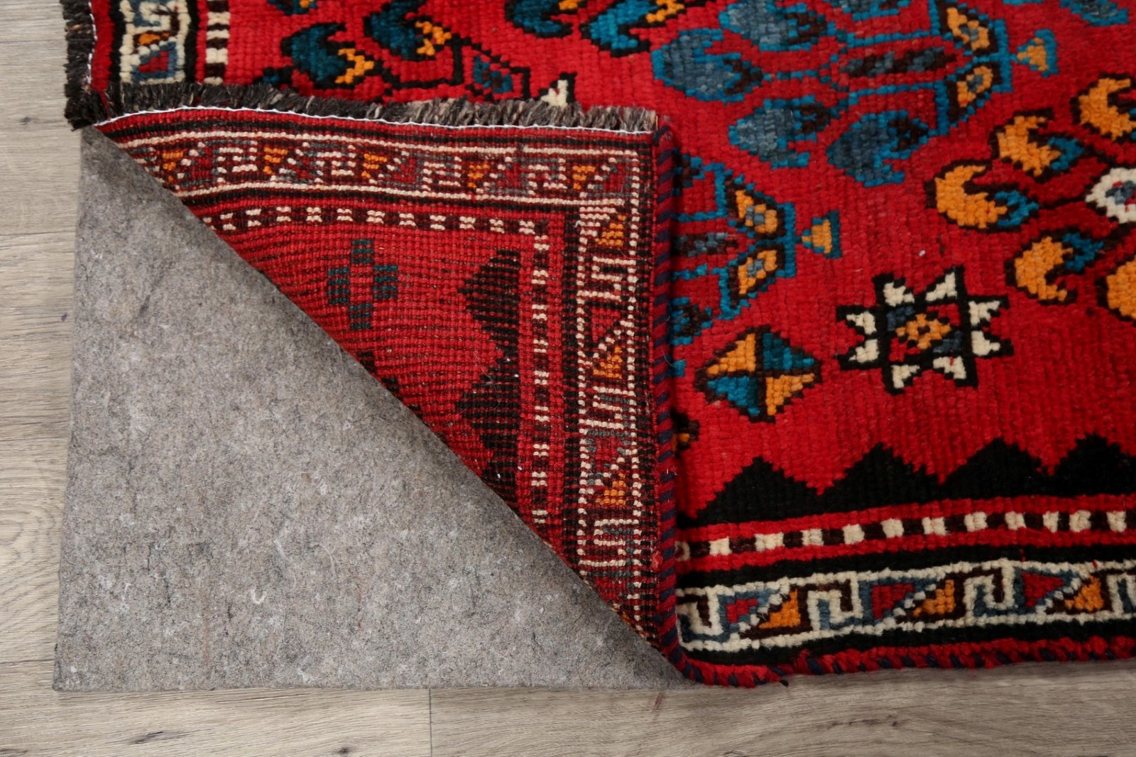 Vintage Red Wool Area Rug 5×9 Geometric Tribal Traditional Living Room Carpet