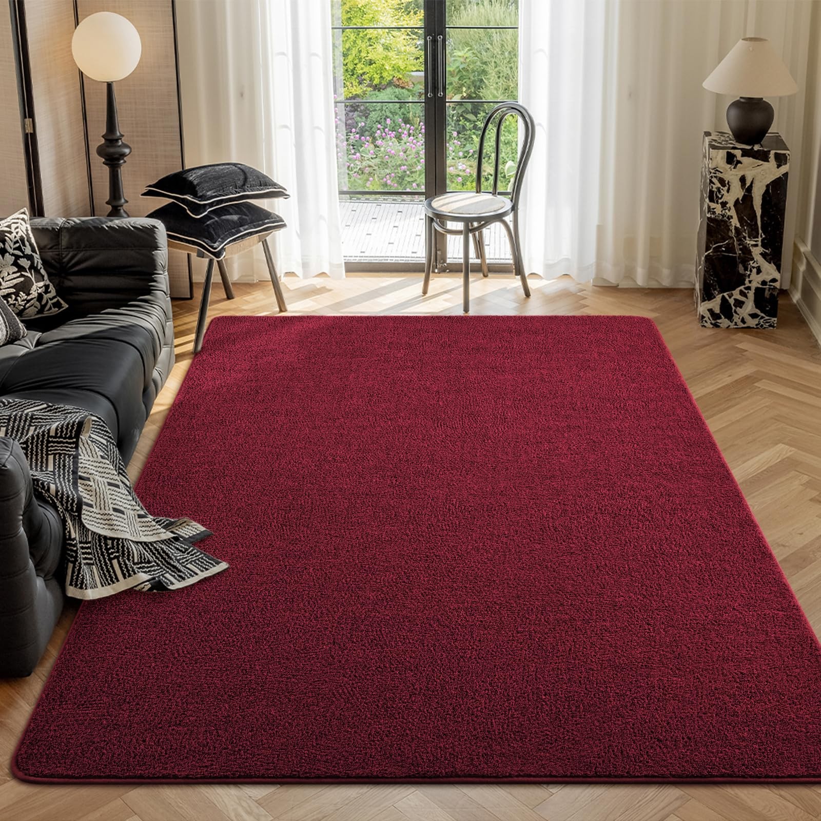 Burgundy Red Area Rugs for Bedroom Living Room, 4×6 Feet Indoor Memory Foam Rug,