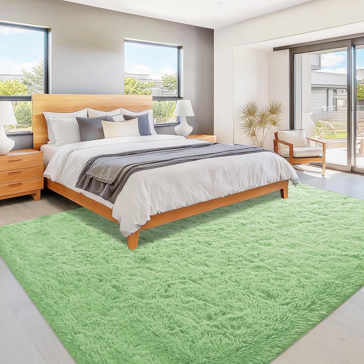 Fluffy Area Rugs 8×10 Non-Slip Shag Plush Mat Carpet for Living & Bedroom Floor