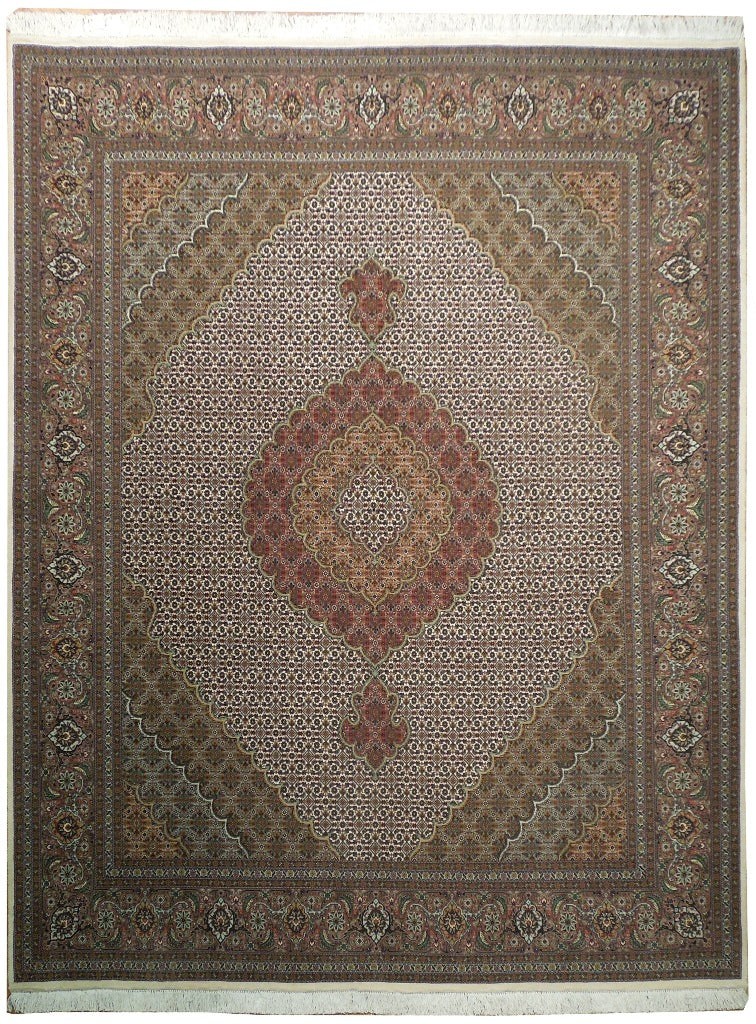 6.6 x 8.4 Perrsian Tabriiz Mahii Rug Ivory #PIX-19992