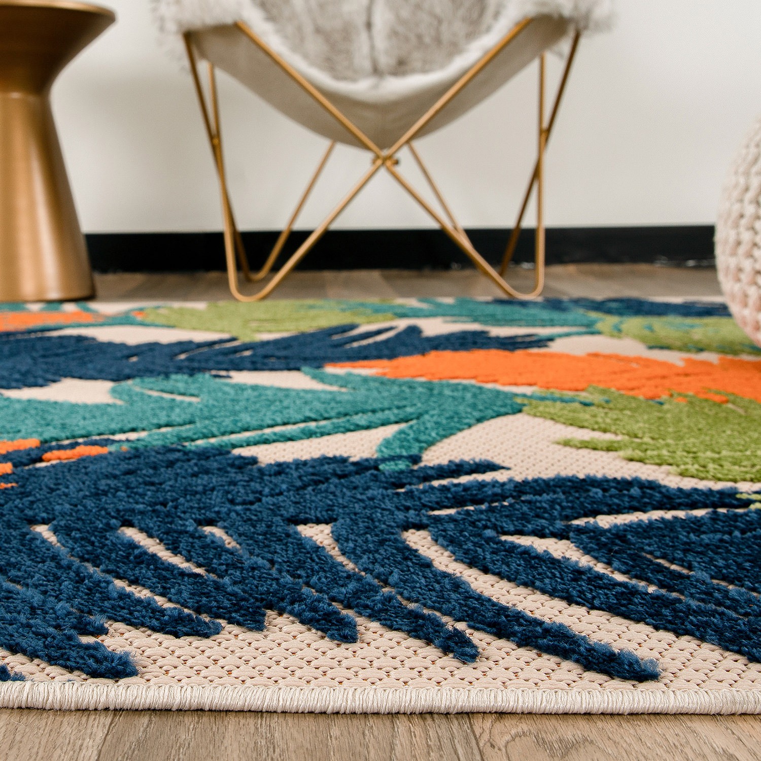 Rugshop Outdoor Rug 5×7 Tropical Floral Modern Indoor/Outdoor Rugs Patio Carpet