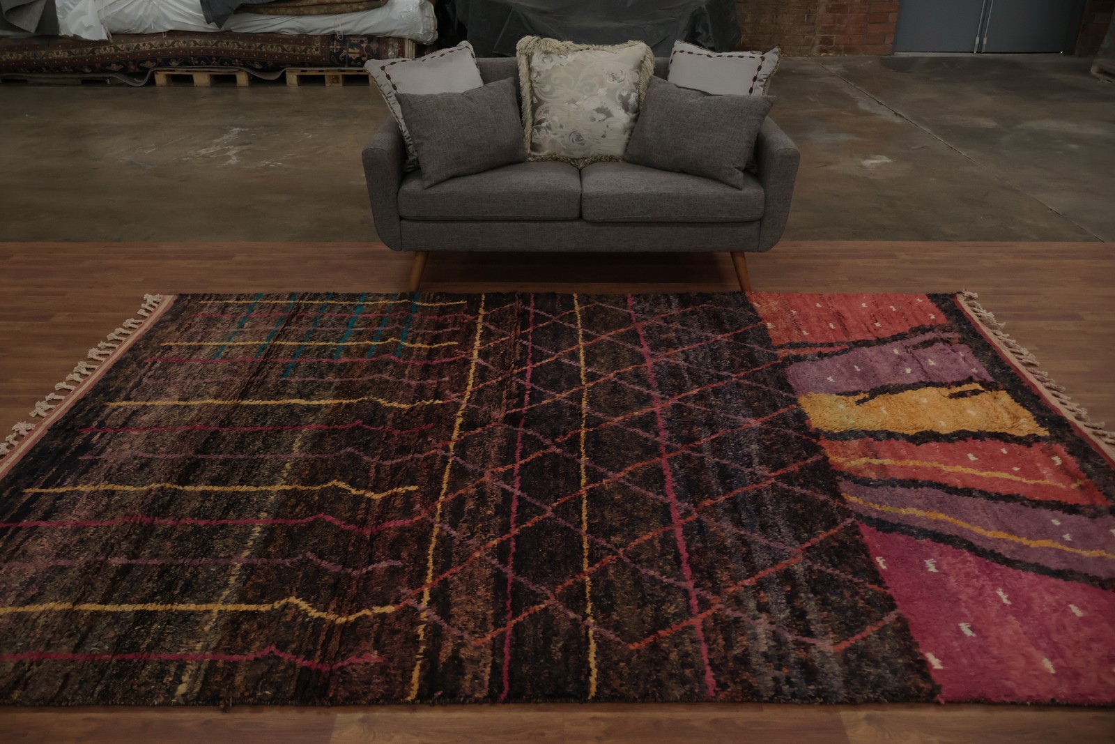 Thick-Plush Moroccan Room Size Rug 7×11 Berber Wool Hand-made Decorative Carpet