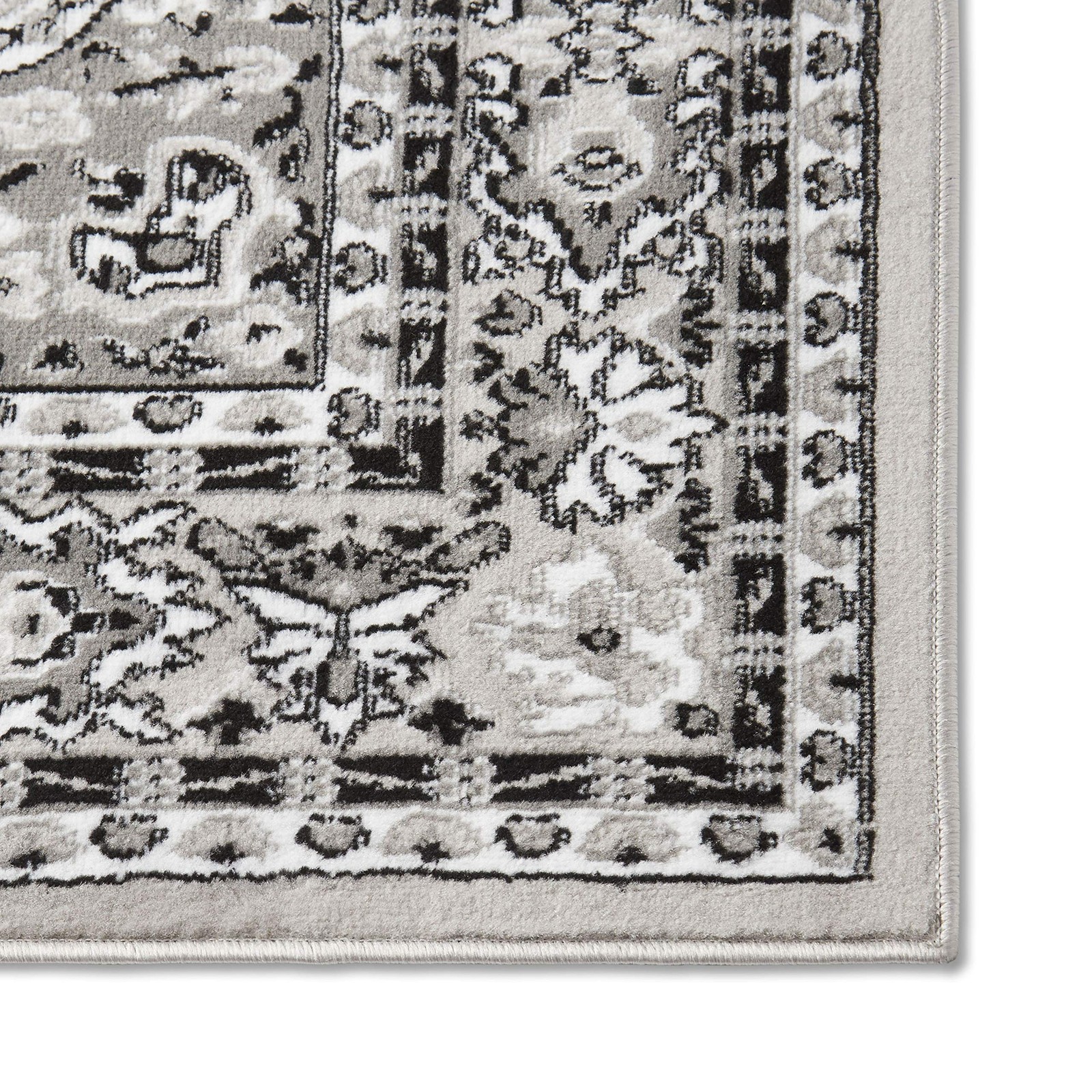 Traditional Medallion Area Rug, Gray, 21″x35″ Rectangle for Home Decor