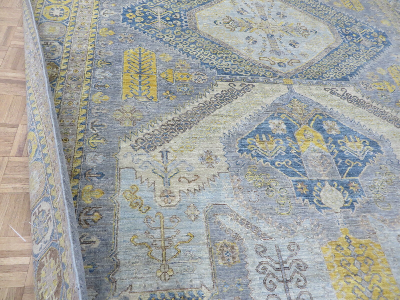 9’10 x 13’9 Hand Knotted Fine Blue Peshawar Kazak Oriental Rug G10103