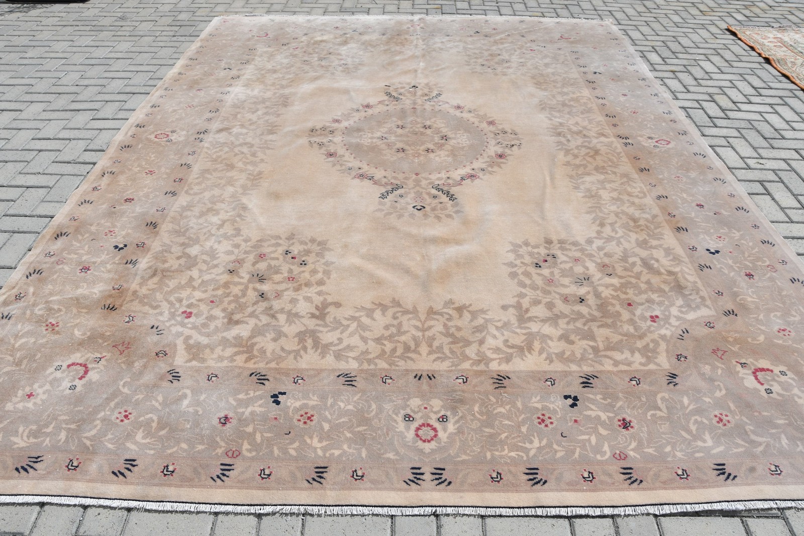 9×11,6 ft Vintage Oversize Rug, Turkish Brown Oriental Rug