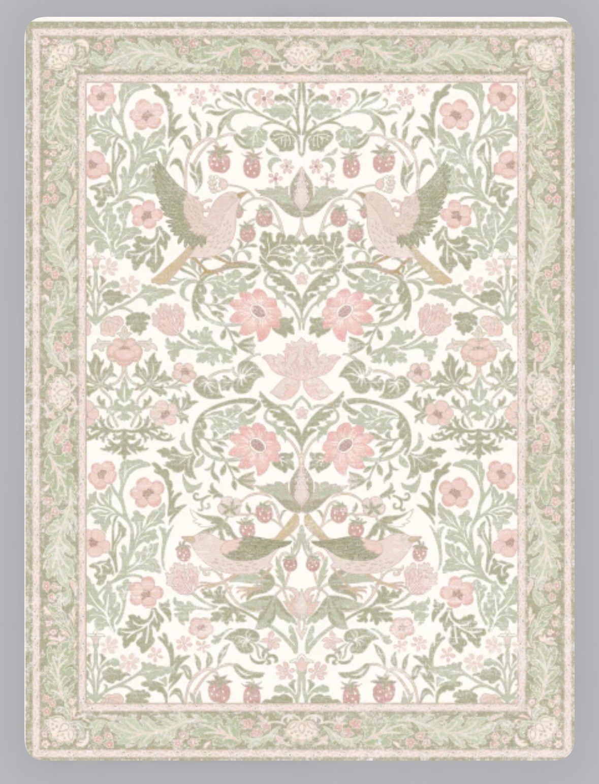 Meadow Cream Pink Green 8×10 Rug, Non-Slip, Machine Washable Rug