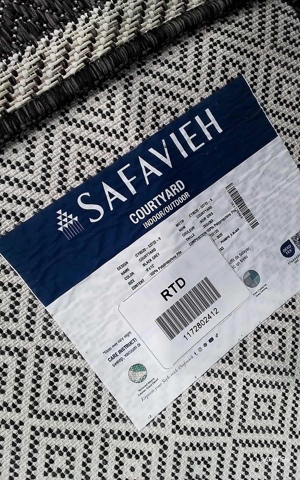 BLACK / GREY 9′-0″ x 12′-0″ Flaw in Rug, Reduced Price 1172802412 CY8520-53722-9