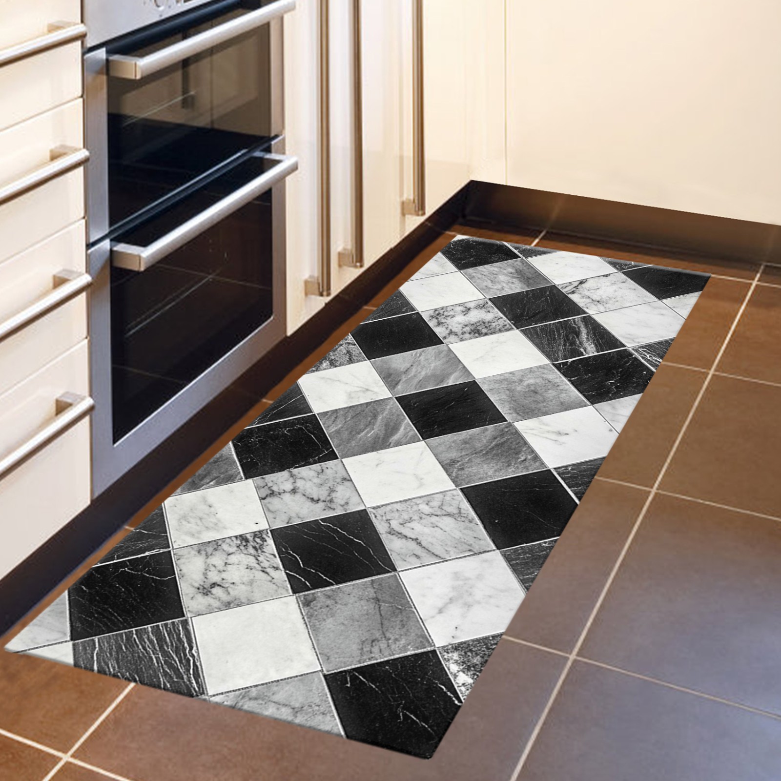 Black White Gray Marble Kitchen Mat Non-Slip Carpet Bedroom Floor Area Rugs