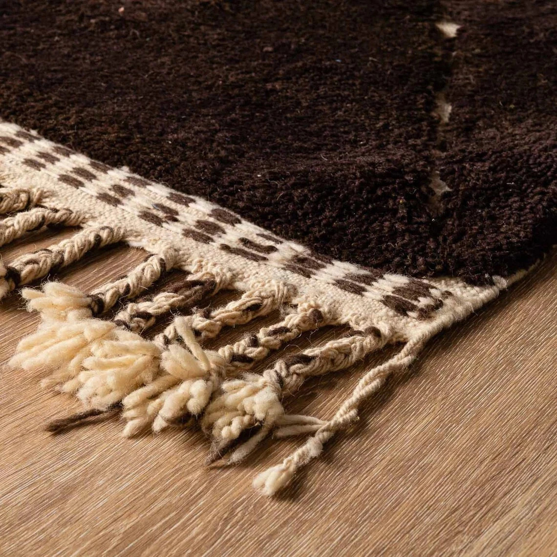 Moroccan rug – Beni Ourain rug – berber rug – Brown moroccan rug -Shag Area rugs
