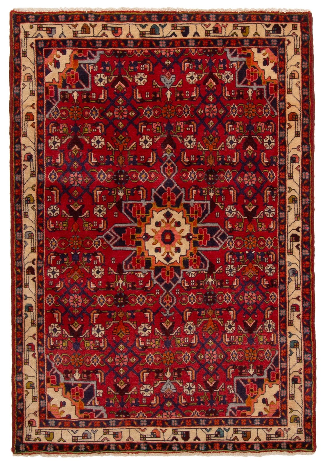 Vintage 3’7″ x 5’2″ Traditional Hand Knotted Vegetable Dye Wool Area Rug