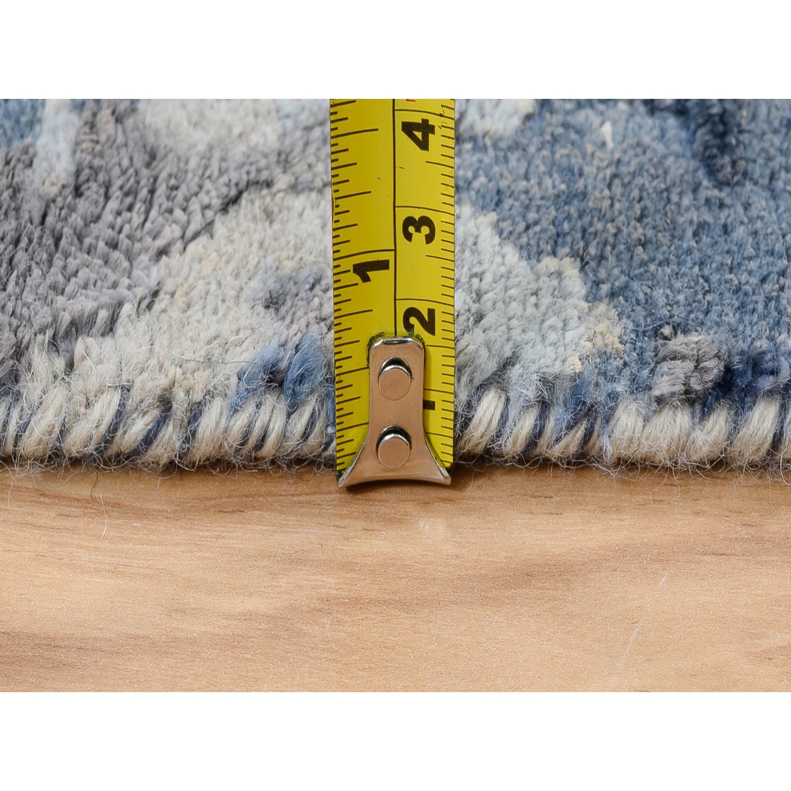 2’6″ x 6’2″ Denim Blue Wool and Art Silk Hand Knotted Runner Oriental Rug R63763