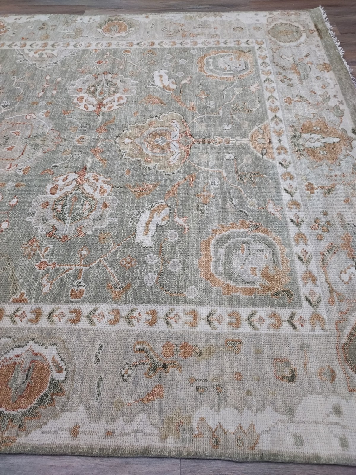 TURKISH OUSHAK RUG.MODERN MULTICOLORED AREA RUG 9×12 Ft, HANDMADE BOHEMIAN RUG