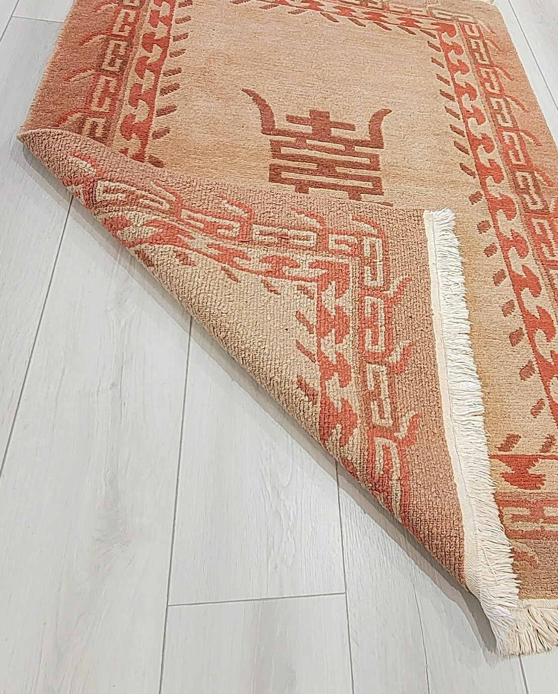 Tibetan 4’ x 6’ Oriental Hand-knotted Beige-brown Wool Area Rug