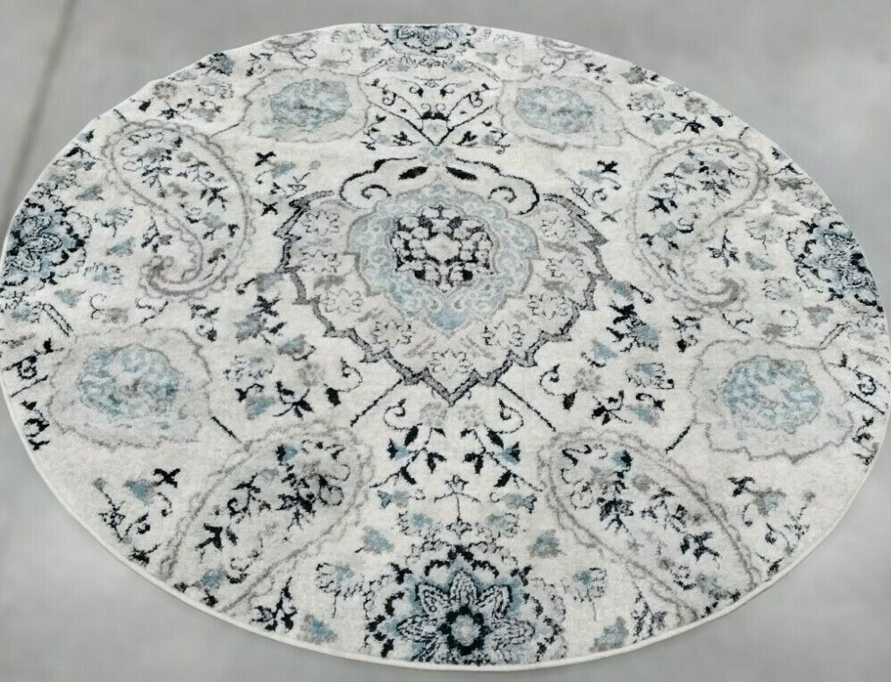 LIGHT GREY 5′-3″ X 5′-3″ Round Stained Rug, Reduced Price 1172710636 MAD600C-5R
