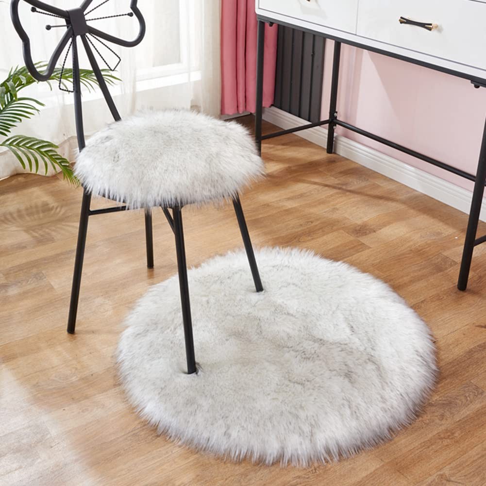 Luxury Faux Fur Round Area Rug Soft Fluffy Plush Circle Floor Carpet Mat for …