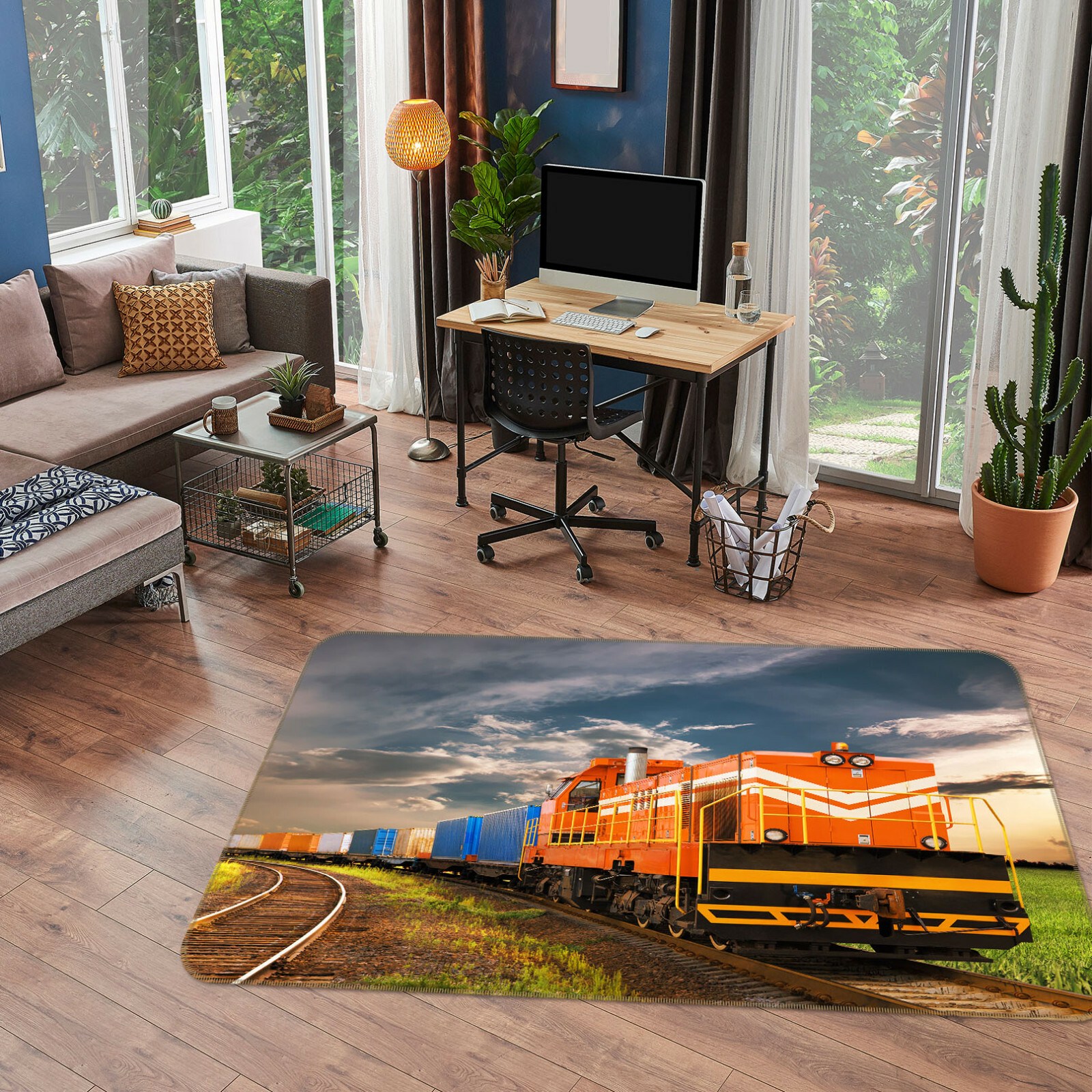 3D Red Train Railway A149 Transport Game Non Slip Rug Mat Photo Carpet Zoe