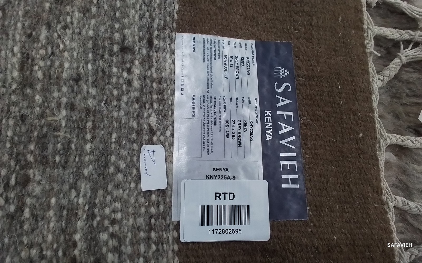 GREY / BROWN 9′-0″ x 12′-0″ Flaw in Rug, Reduced Price 1172802695 KNY225A-9