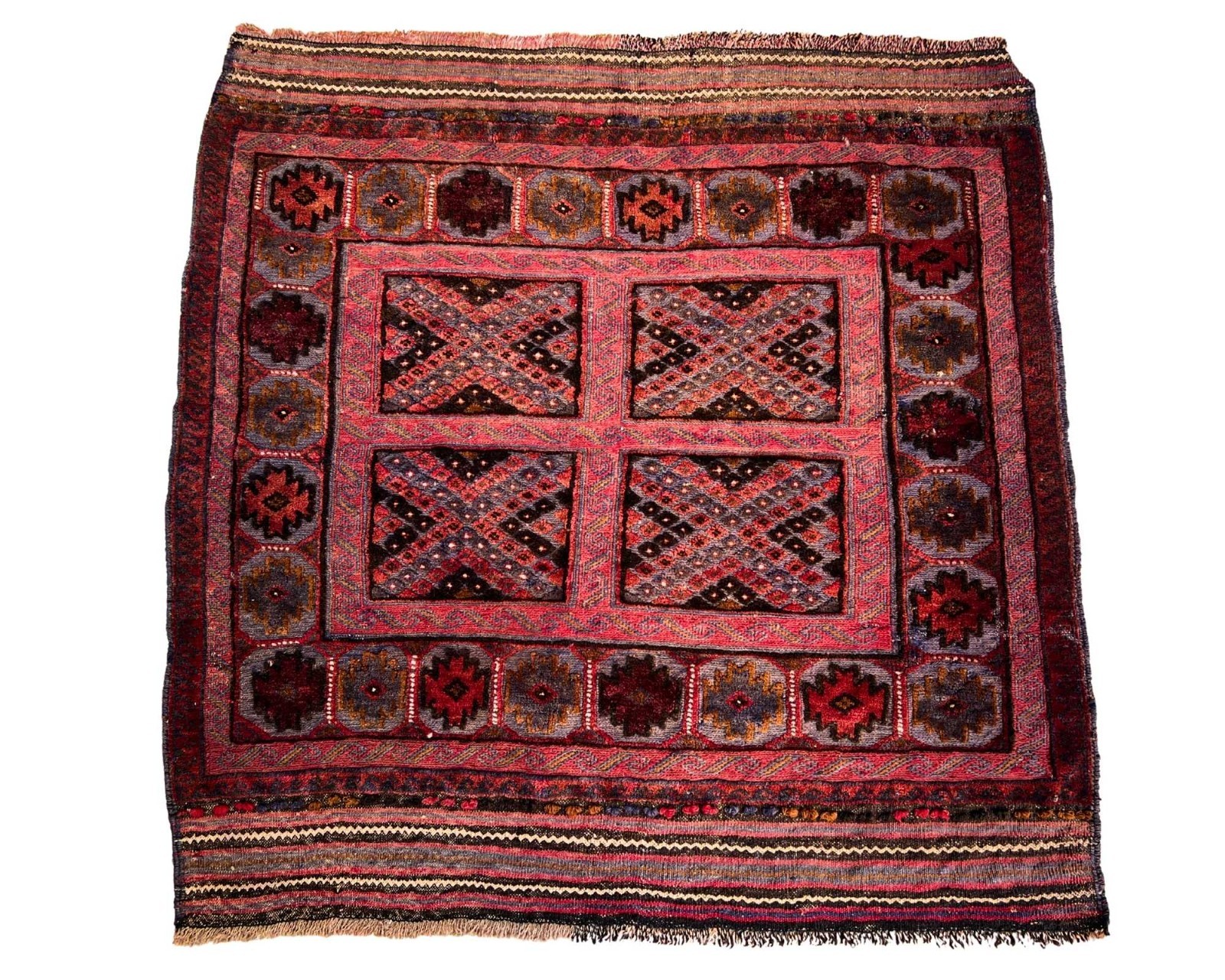 Handmade Afghan Mashwani Kilim 3.5×3.5 Square Vintage Wool Tribal Oriental rug