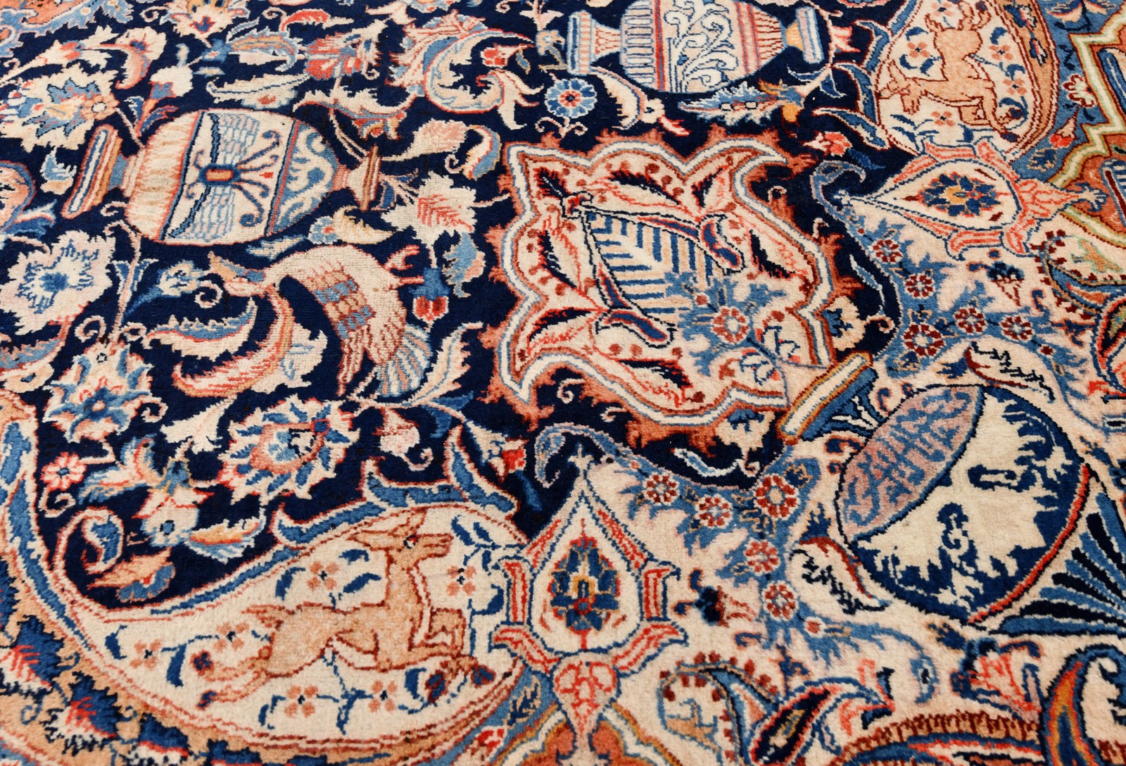 Handmade Signed Vintage Oriental Rug Pictorial Style Living Room Carpet 10X13 ft