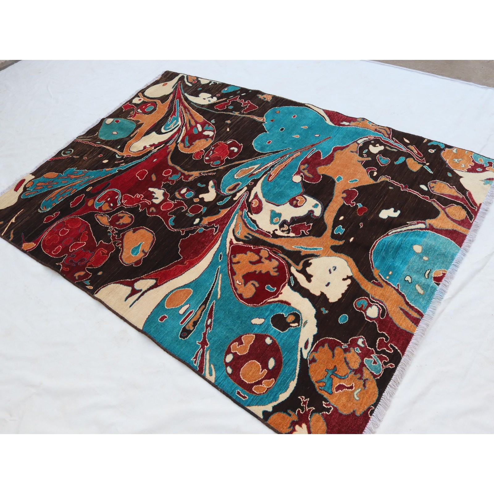 5’7 x 7’8 Ft Afghan Modern Apshar Rug, Hand-knotted Wool Rug