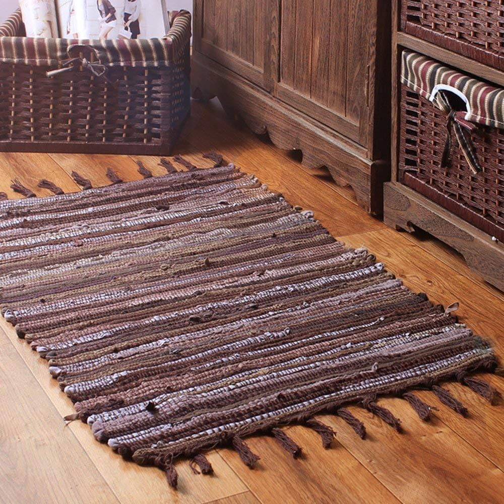 Chindi Rag Rug, Machine Washable Cotton Reversible Rag Rug Hand Woven Multi Colo