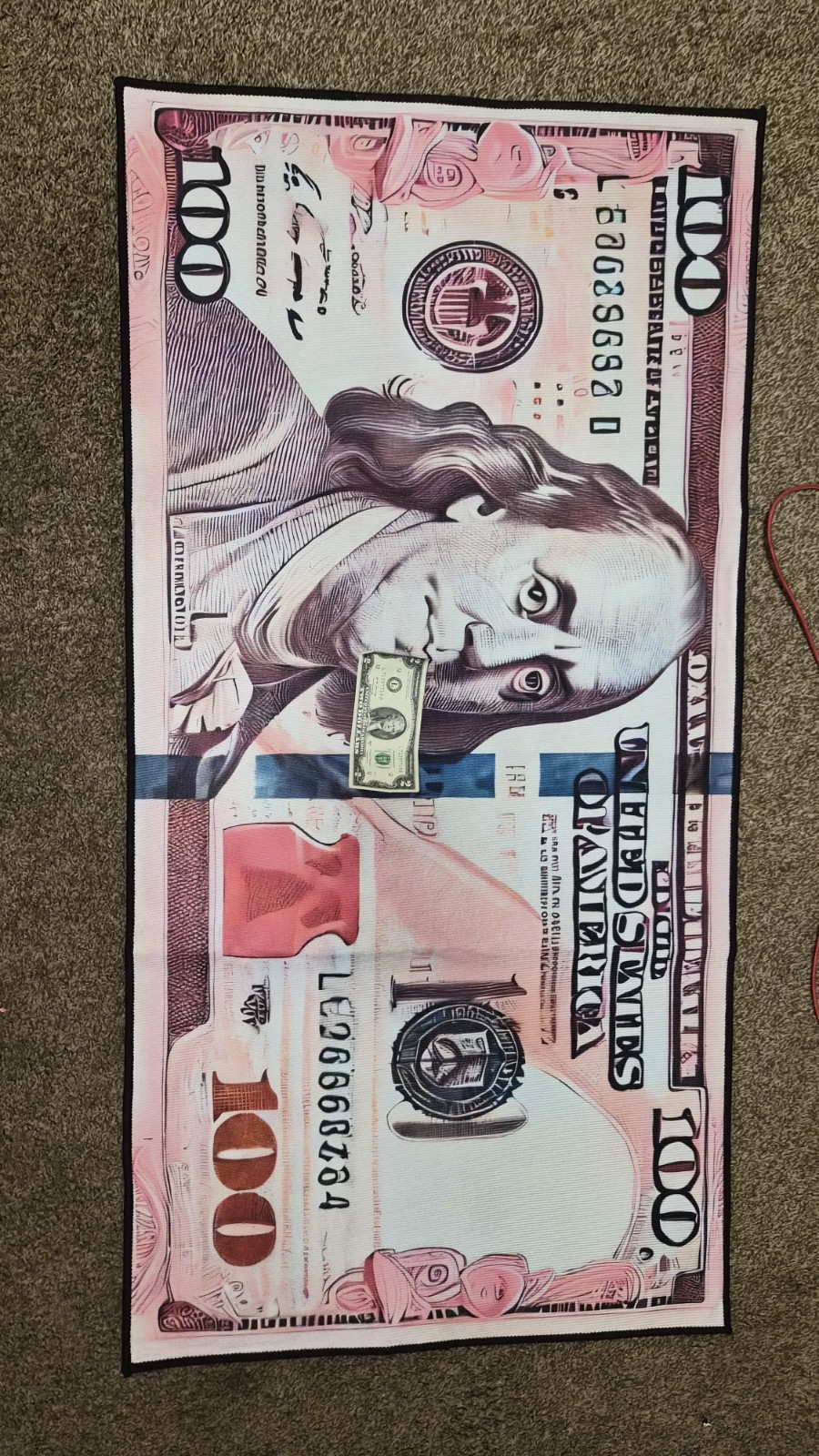 Unique 100 Dollar Bill Floor Rug Home Decor