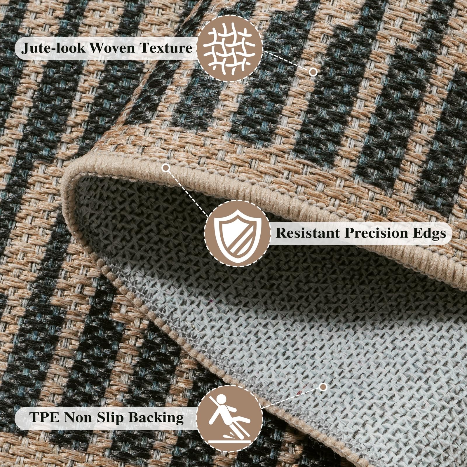 Easy Jute Indoor Outdoor Runner Rug 2×6, Washable Runners for Hallways Non Sl…