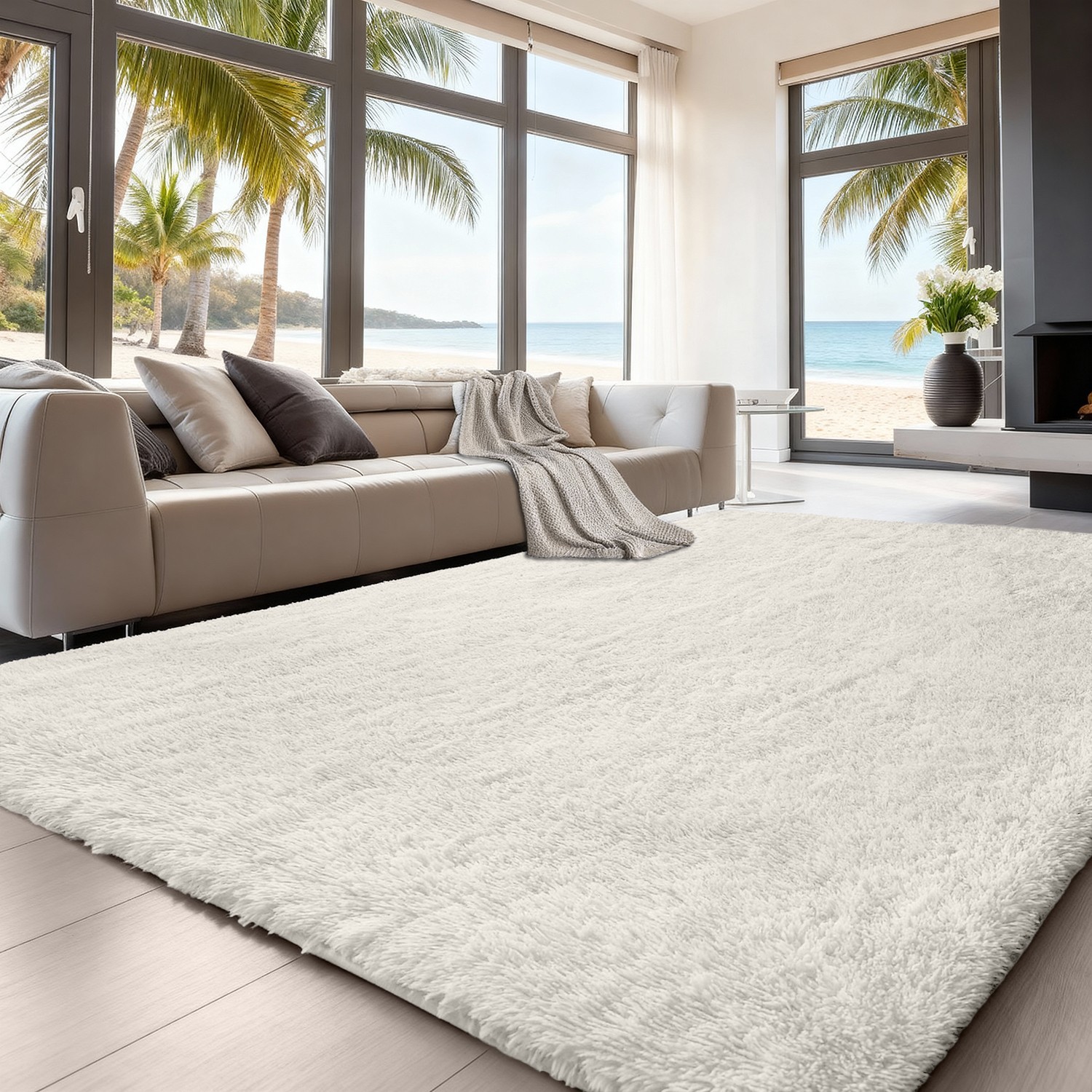 Anti Slip Shaggy Fluffy Area Rugs Soft Faux Fur Rugs Mat for Bedroom Living Room