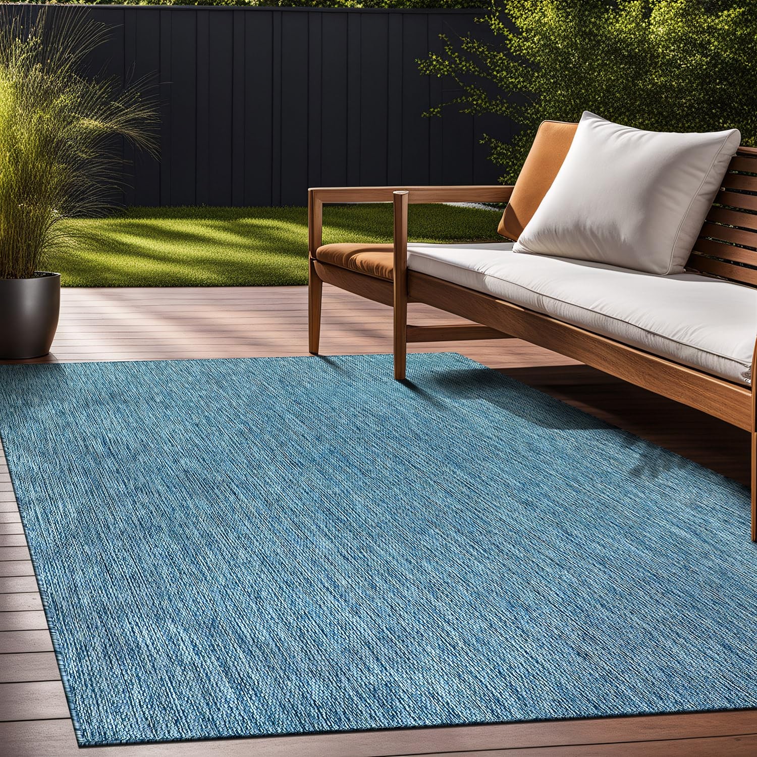 Indoor Outdoor Rug 5×7 Washable Outside Carpet For Patio Deck Porch Solid Modern